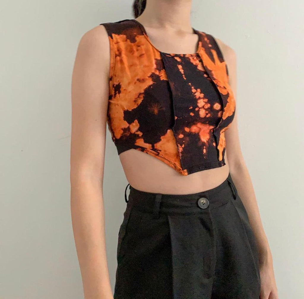 Bleached black orange top